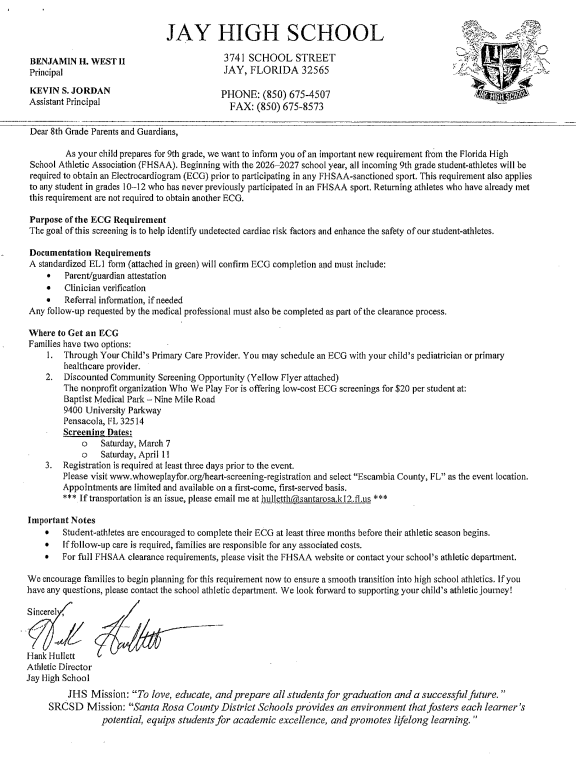 FHSAA - ECG Requirements 