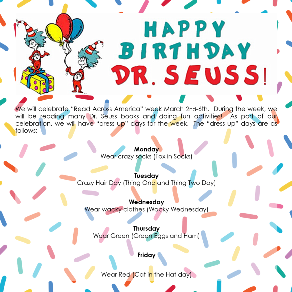 Dr Suess Birthday Week dress up day graphic