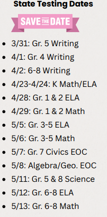 State Testing Dates