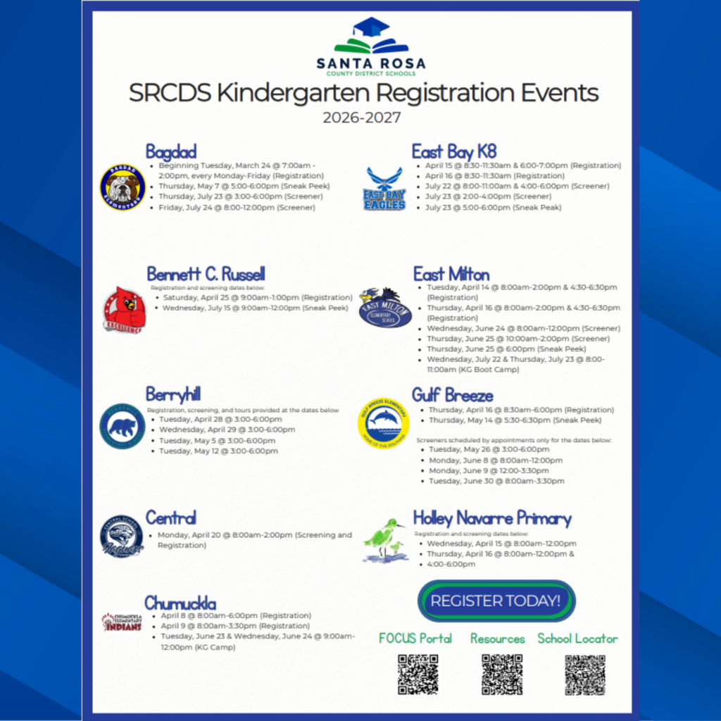 Kindergarten Registration flyer with dates 3