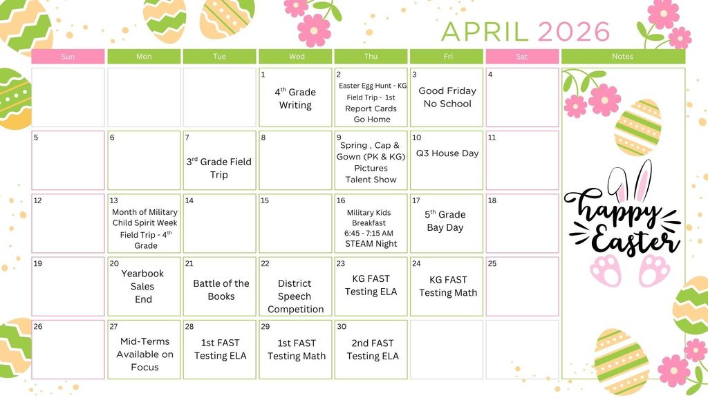 Updated April Calendar 