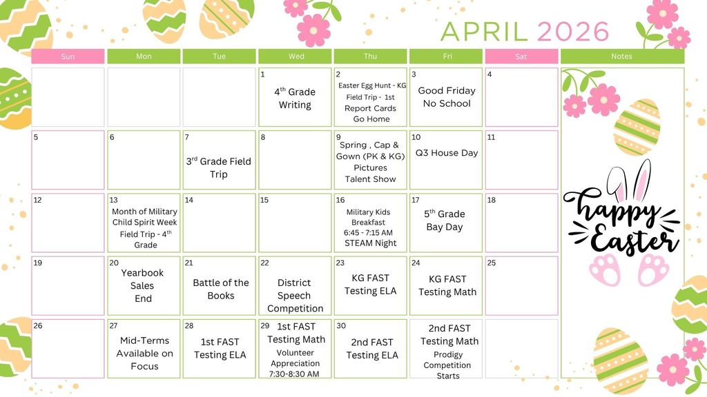 April Calendar - Updated 