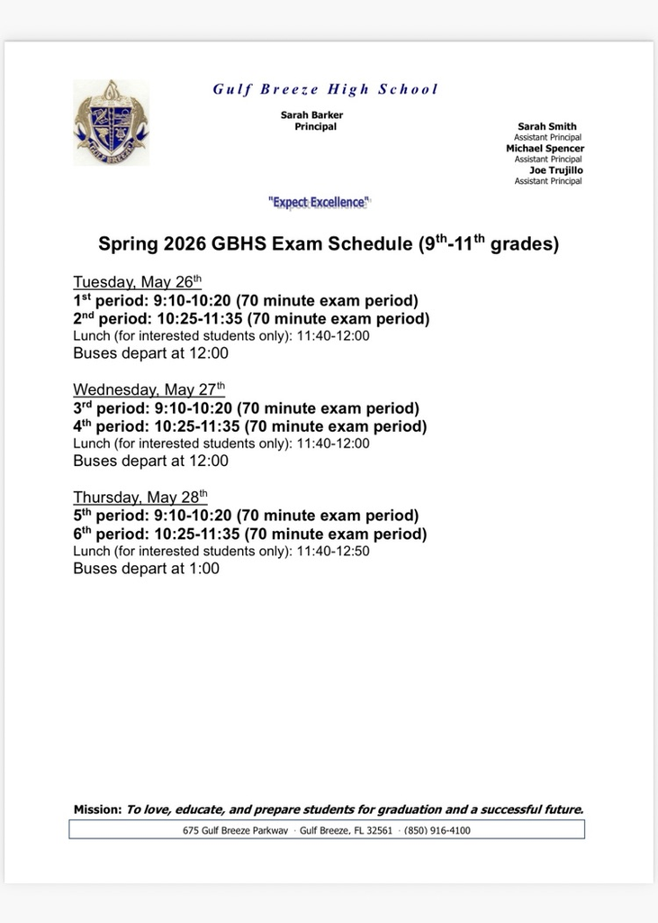 Spring 2026 Exam Schedule