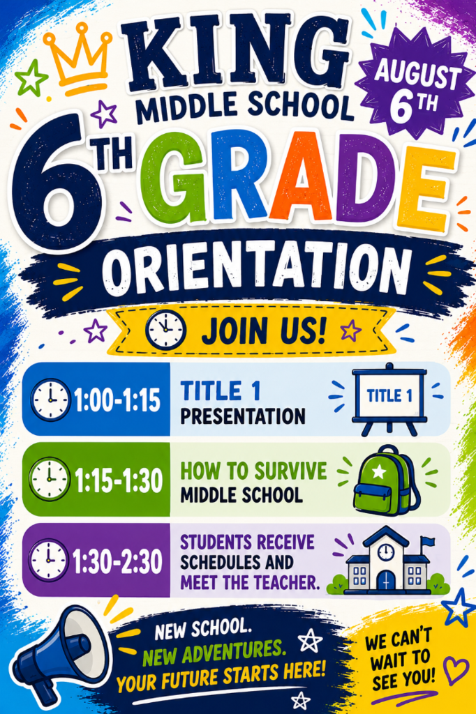 6th grade orientation August 6th
