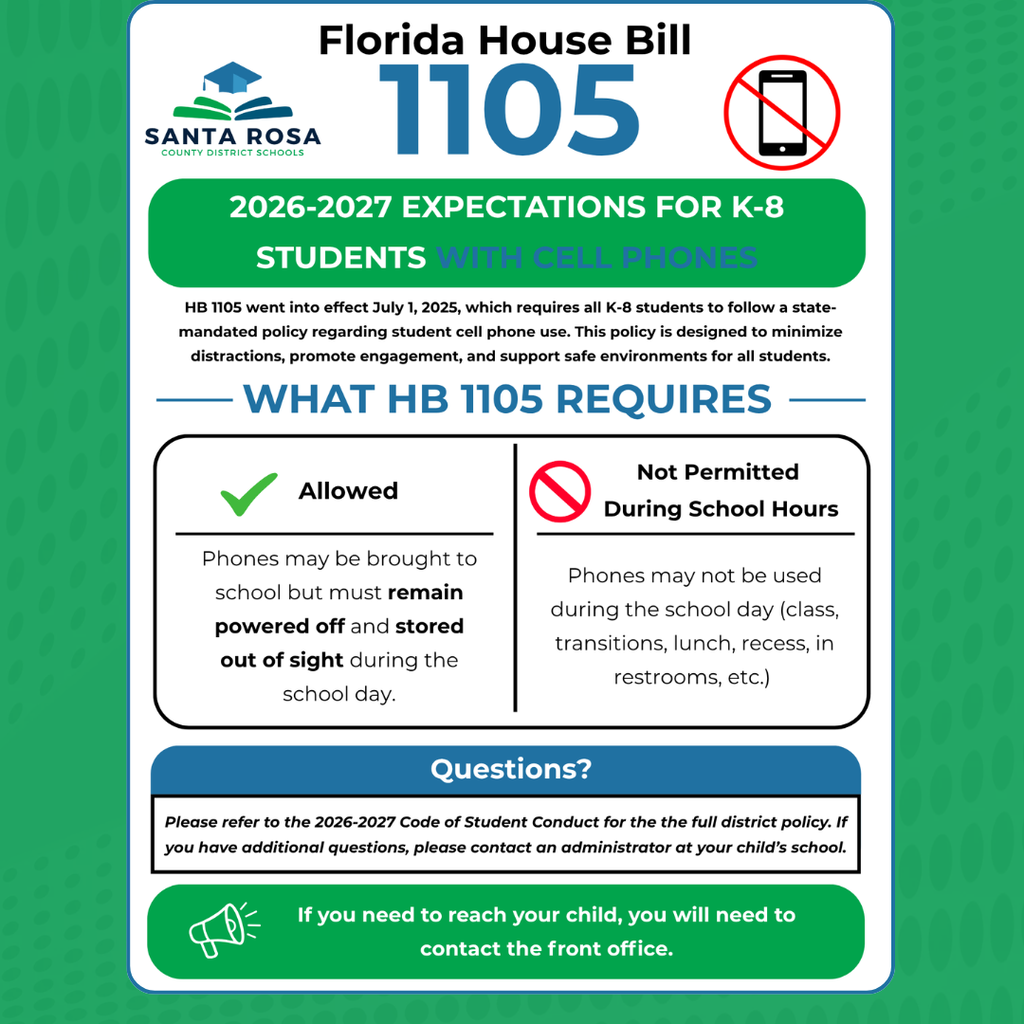 House Bill 1105 K-8 Cell Phone Policy
