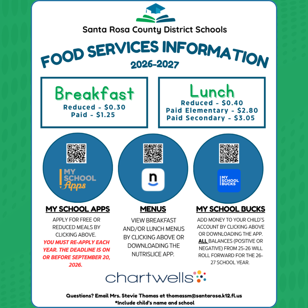 Food Services Information and Prices for 26-27