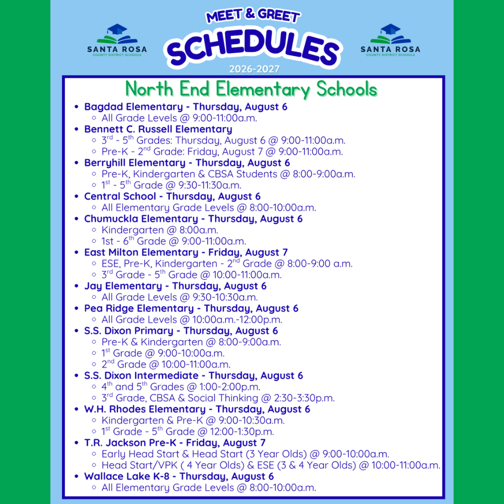 North End Elementary Schools Schedules
