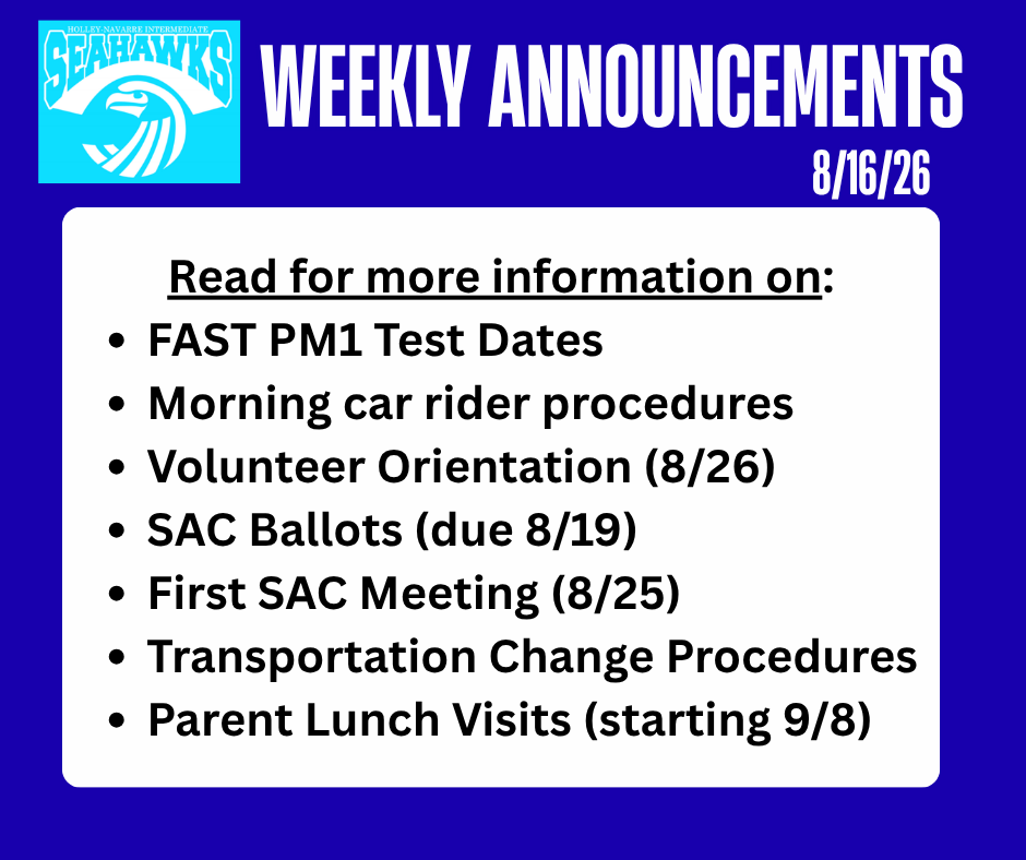 Weekly Announcements 8/16