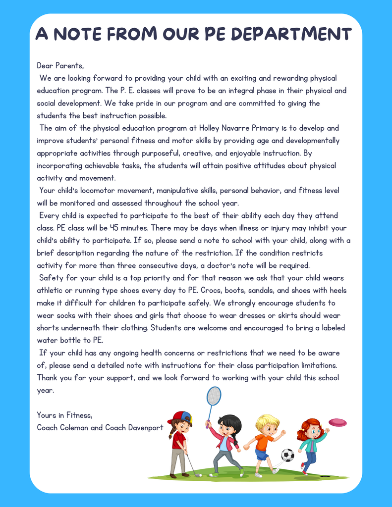 Note  from PE