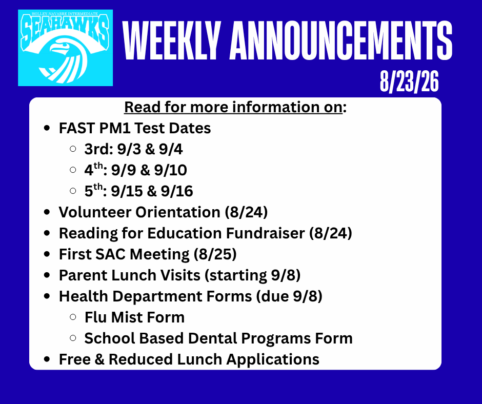 Weekly Announcements 8.23.26