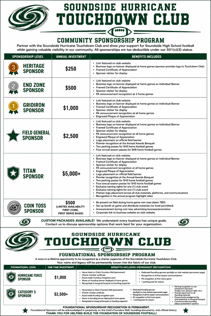 Touchdown Club Sponsorship Flyer