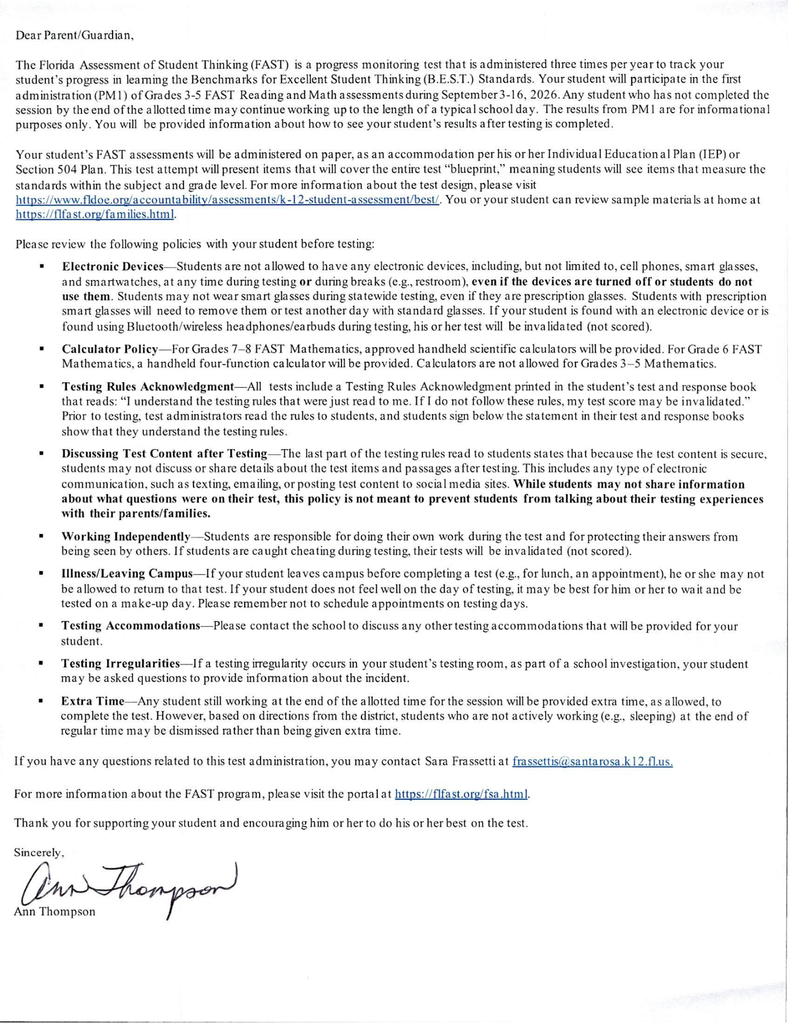 PM1 Parent Letter