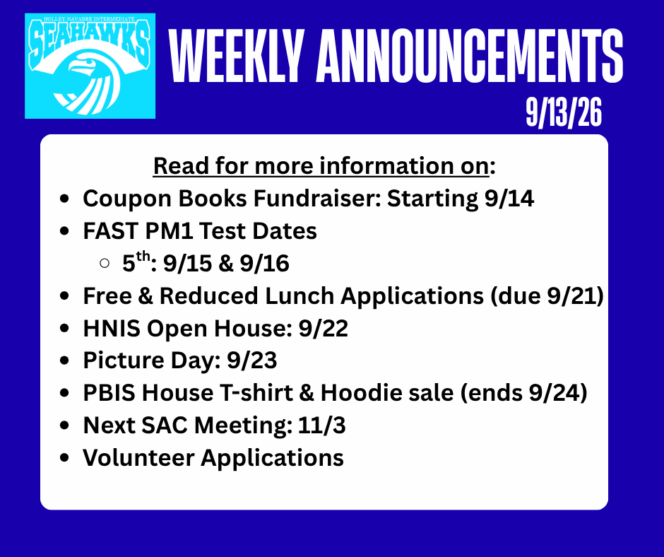 Weekly Announcements 9.13.26