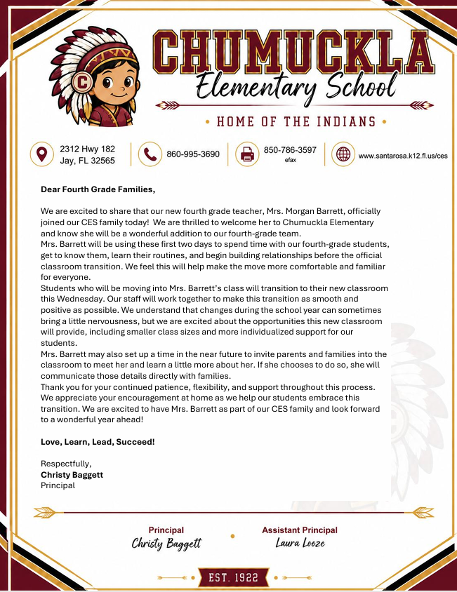 4th Grade Parent Letter 2