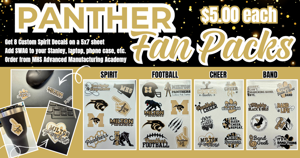 Panther decal packs for school spirit.