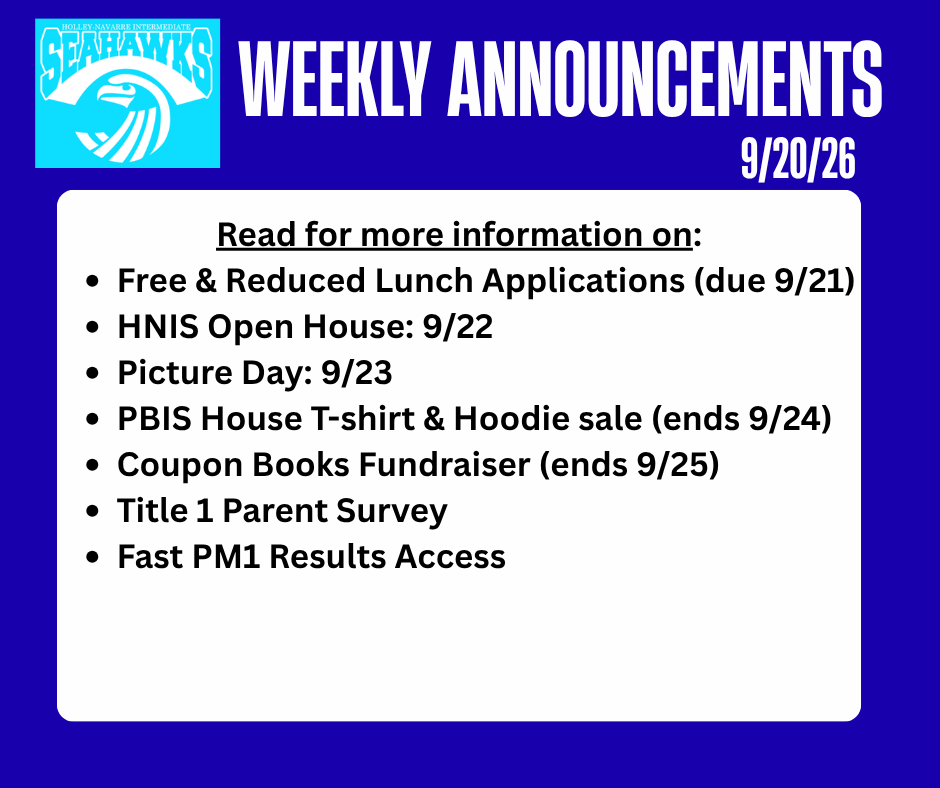 Weekly Announcements 9.20.26