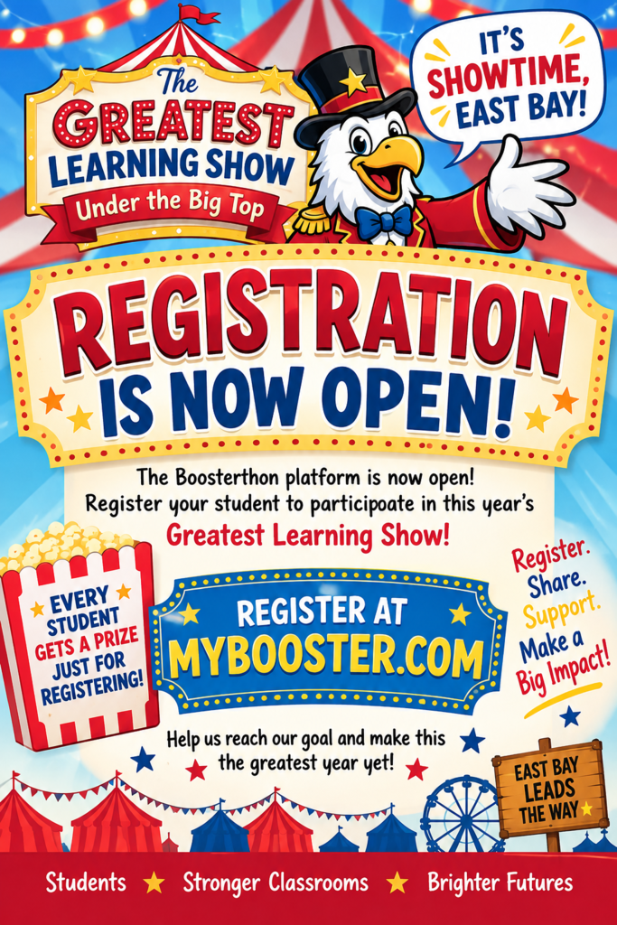 Registration flyer for mybooster.com for East Bay K8