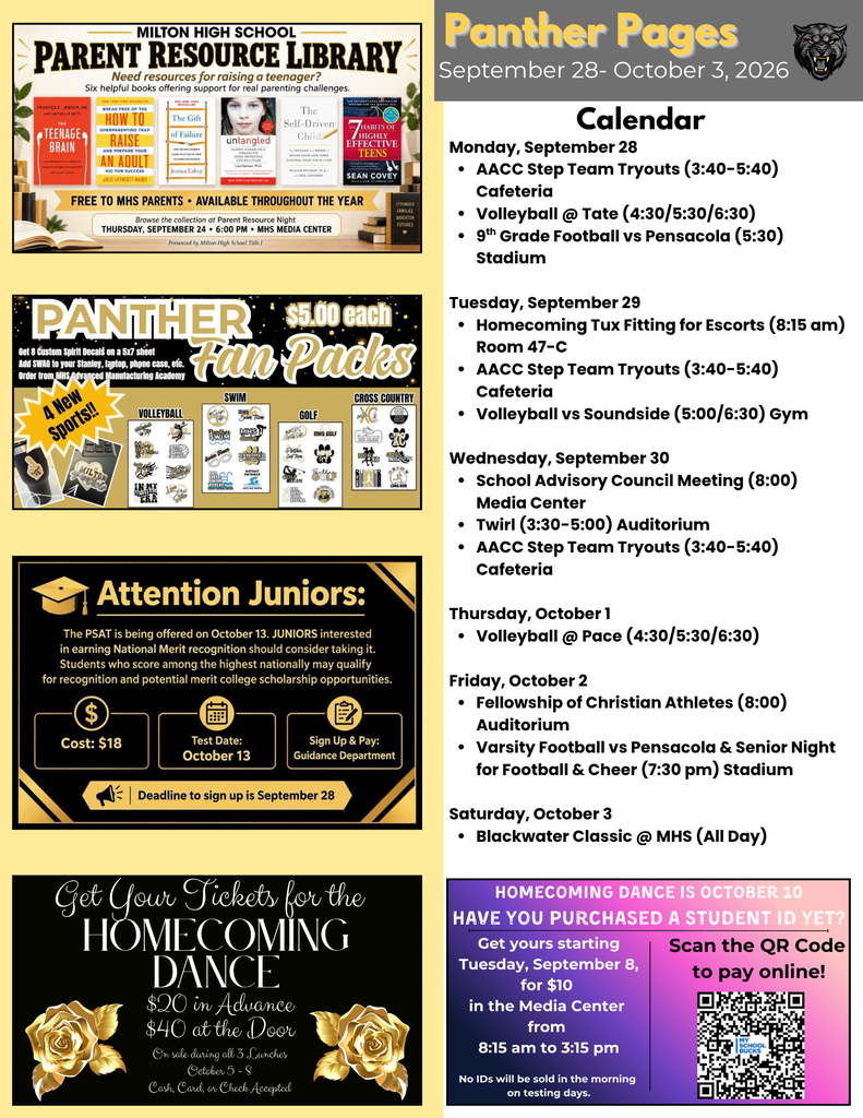 Panther Pages September 28-October 4