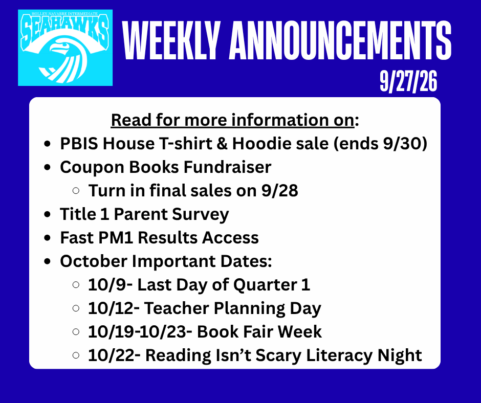 Weekly Announcements 9.27.26