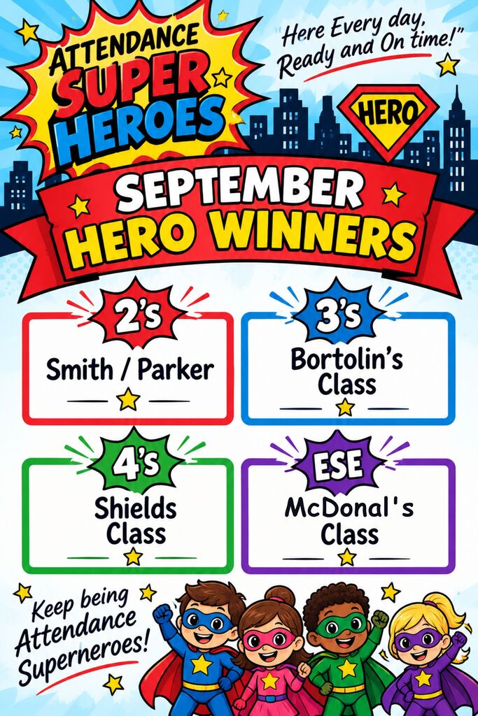 image announcing september classroom attendance HERO winners