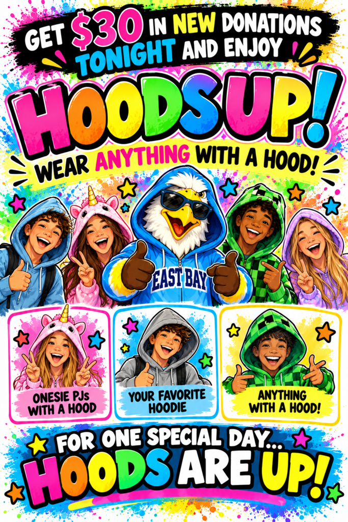 Boosterthon Hood Up Day Graphic, for 30 dollar donation