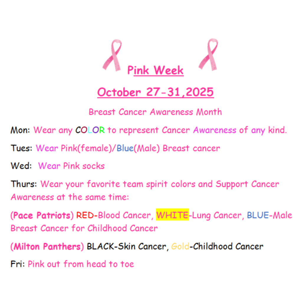 graphic with description of cancer awareness week dress activities.