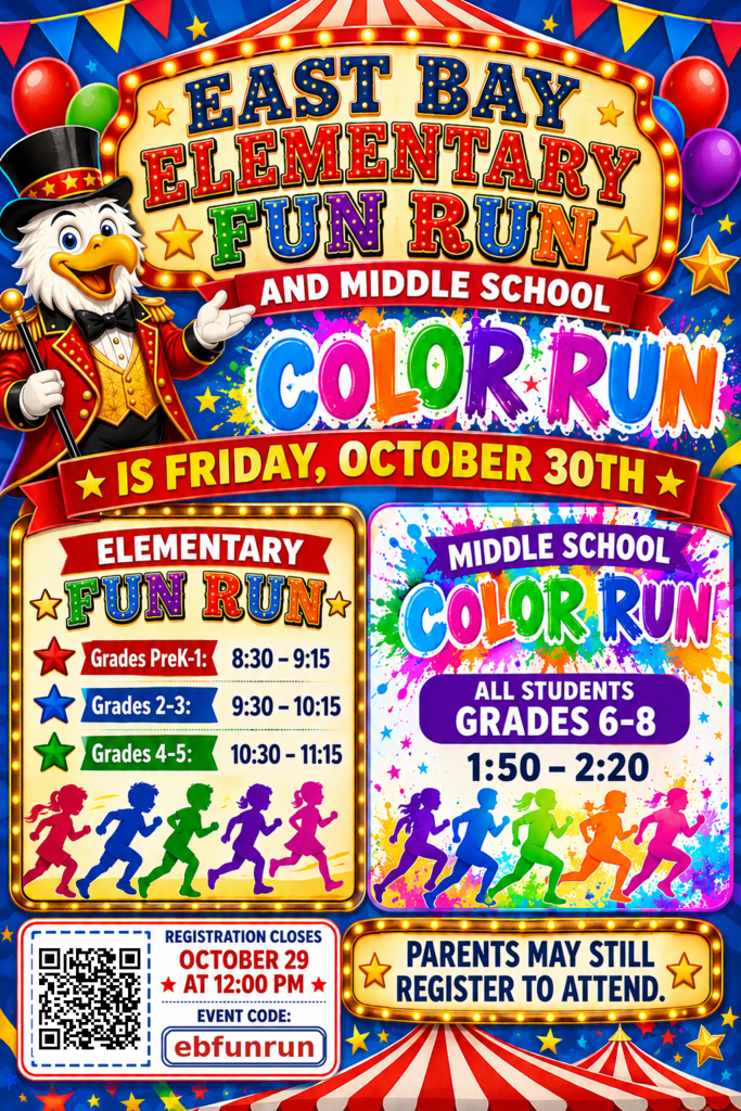 Updated Color Run time, photo is a bright color with updated times and dates and a QR code