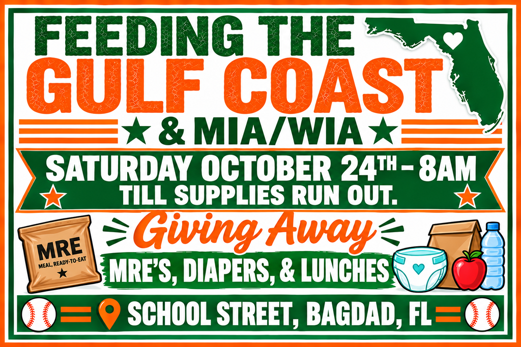 graphic post of a food and supply giveaway through feeding the gulf coast