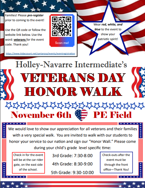 Veterans Day Honor Walk 11/6
