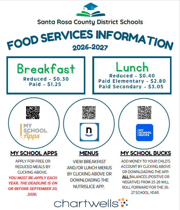 Food Services Information 2026 - 2027 School Year