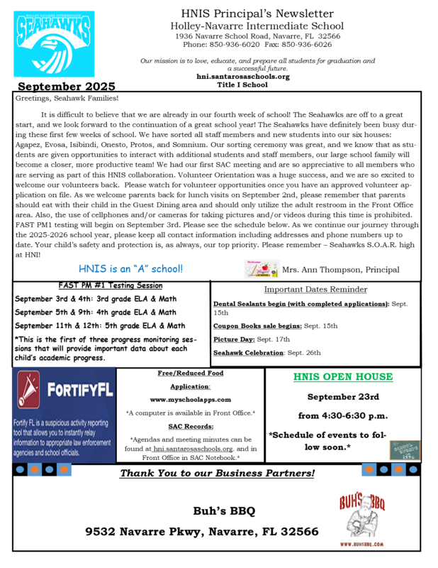 September Principal Newsletter