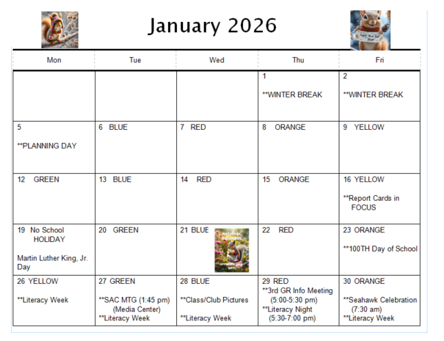 January 2026 Calendar