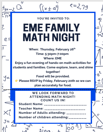 EME Family Math Night Flyer