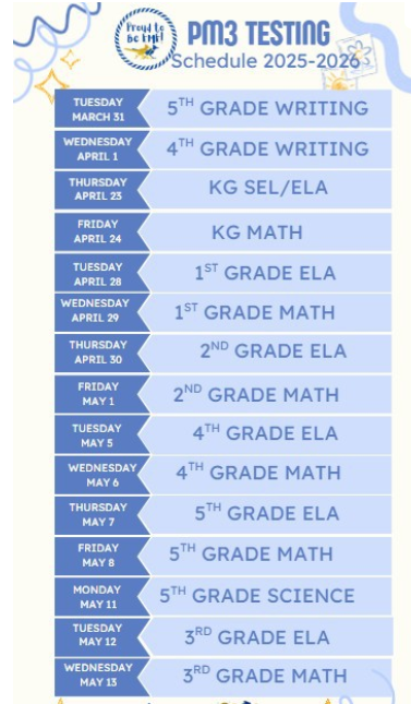 Spring Testing Dates Flyer