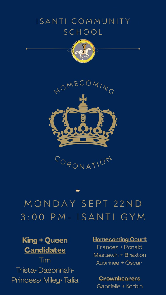 coronation poster with a crown advertising homecoming coronation 9-22-25
