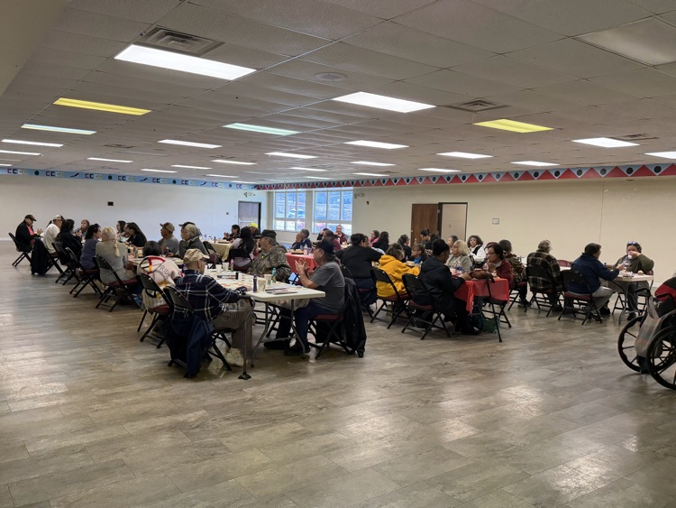 group picture of the early at their Thanksgiving dinner