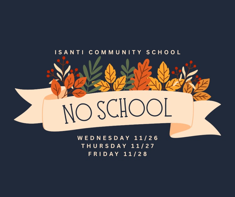 blue background with fall flowers advertising no school 11/26-28/2025