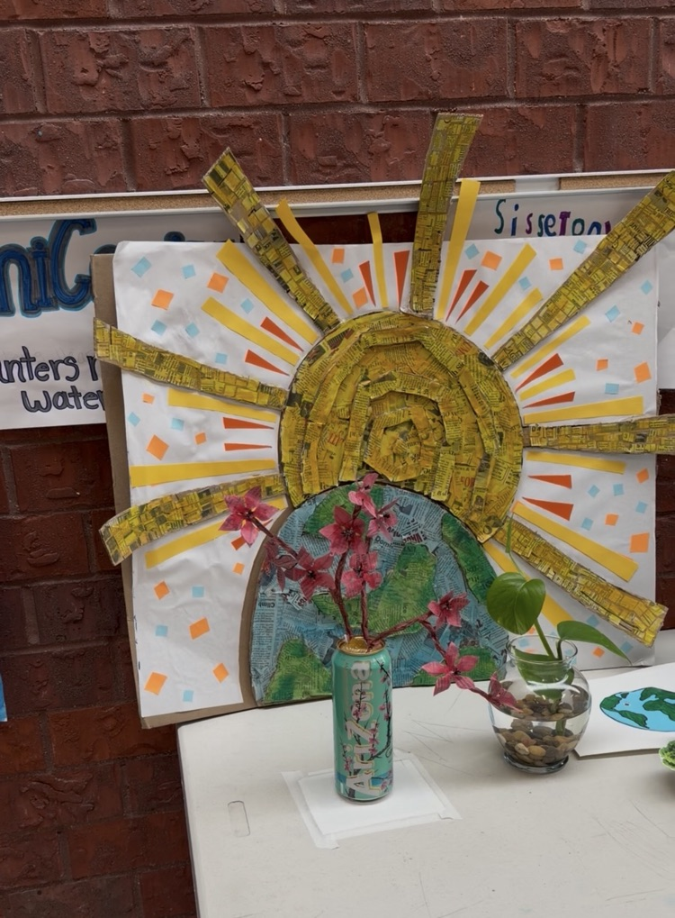 picture collage of a yellow sun and blue and green earth 