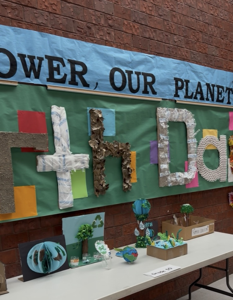 table full of earth day projects 