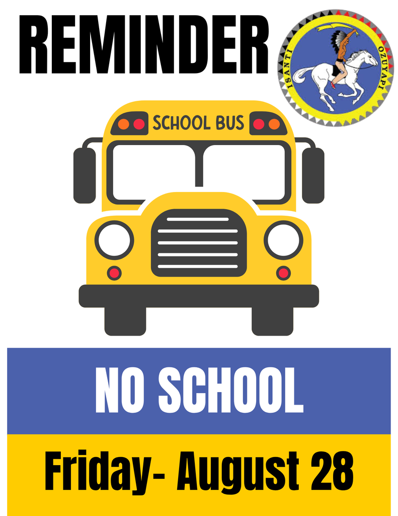 white background with a yellow school bus advertising no school 8-28-26