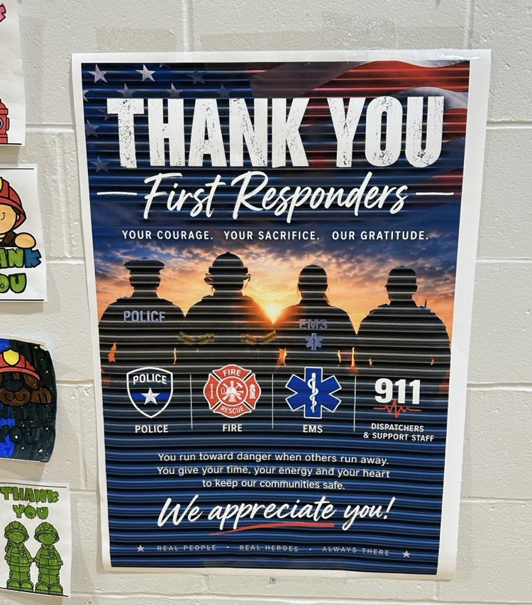 blue thank you poster for first responders saying WE APPRECIATE YOU!