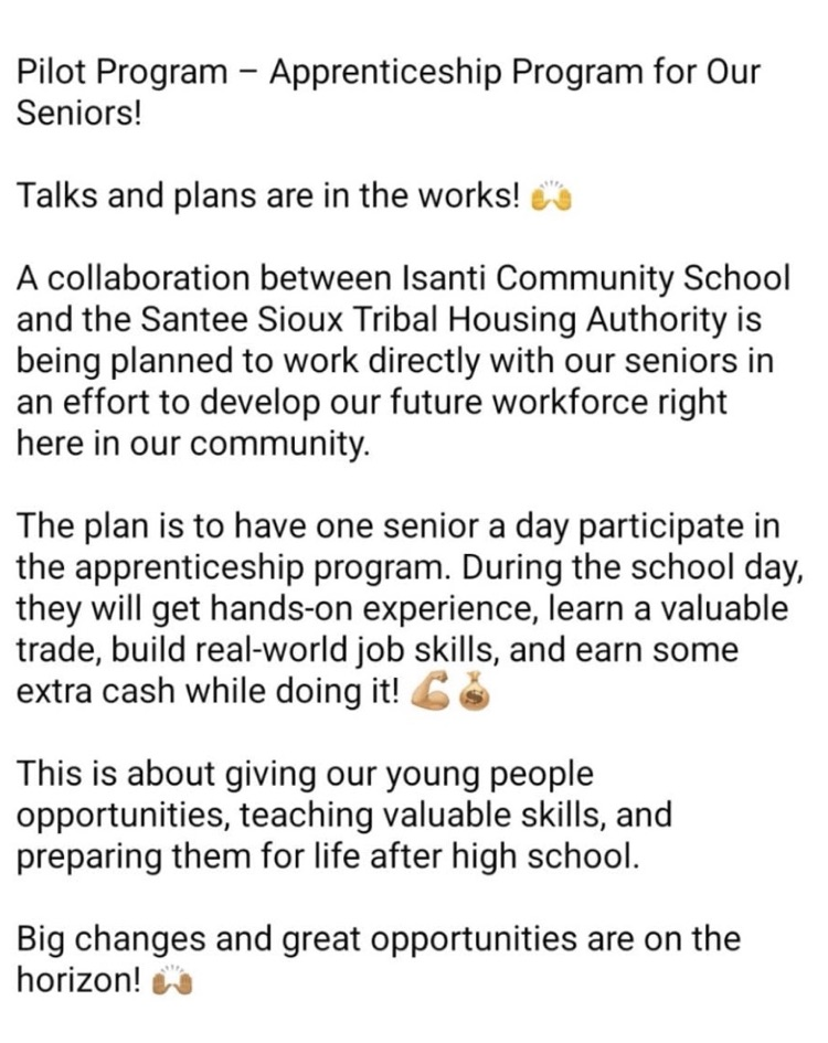 a post from the SSN Housing Authority talking about a partnership with the Santee Community School 