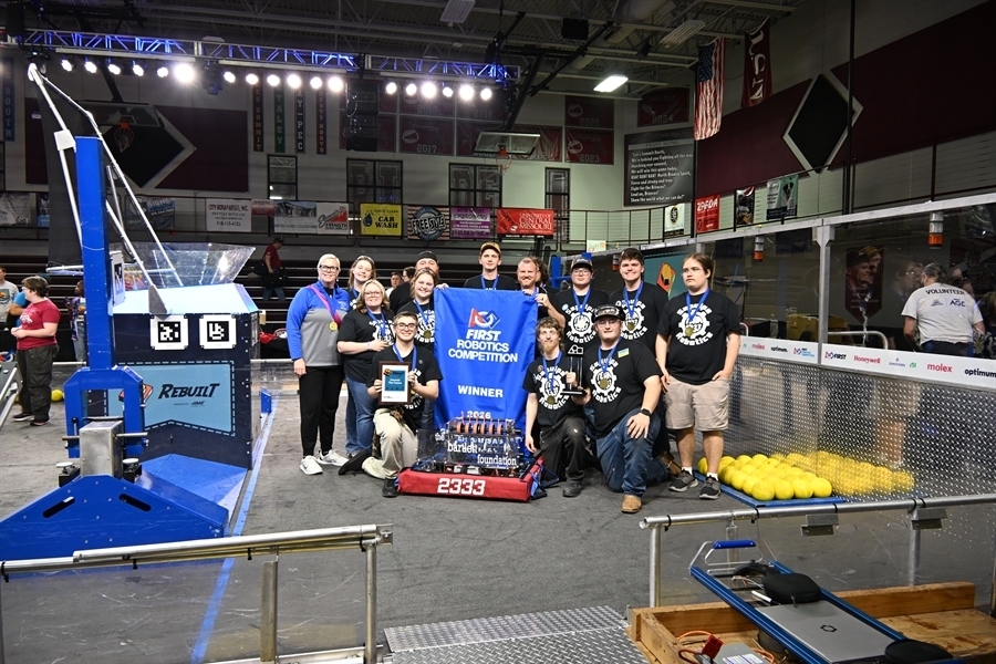 SHS Robotics Team With Banner