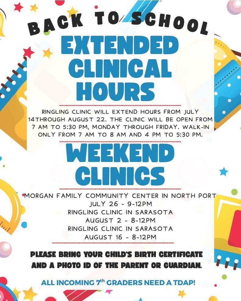 Information on Back to School Clinic Hours