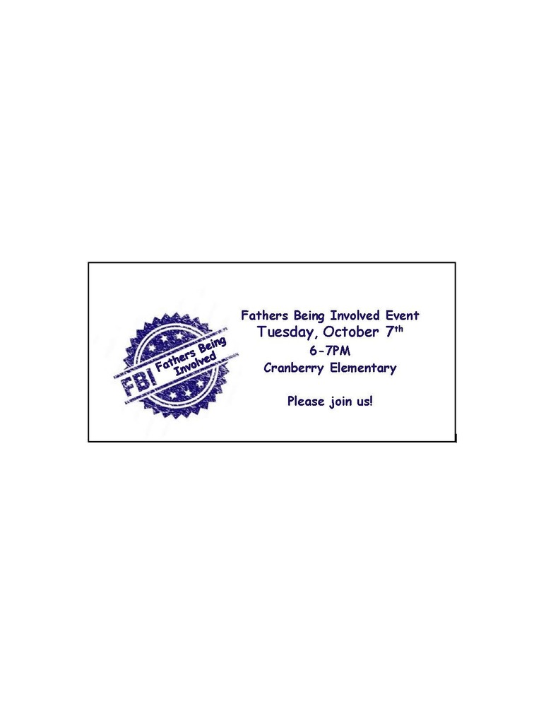 Oct. 7th - Fathers Being Involved Event - New Date
