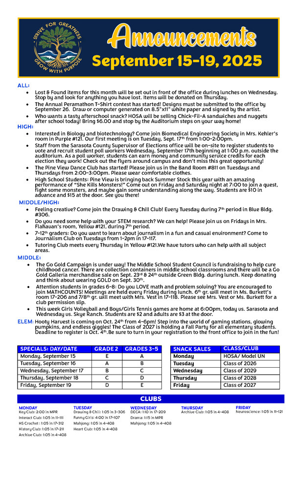 Sept. 15 - 19, 2025
