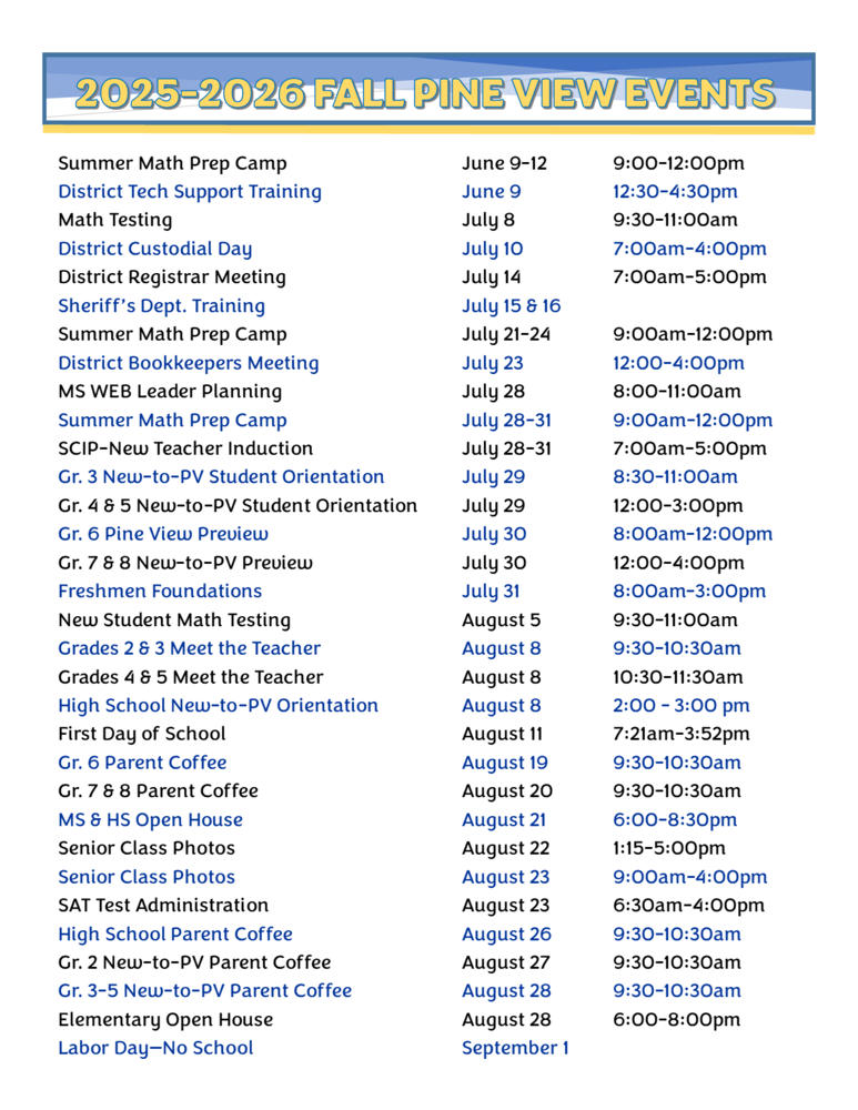 Summer/Fall Events