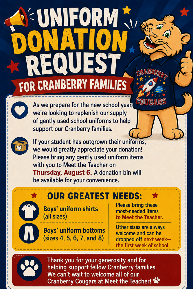 Uniform Donation needs