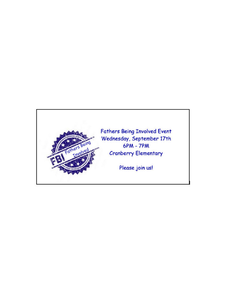 POSTPONTED - FBI - Fathers Being Involved Event