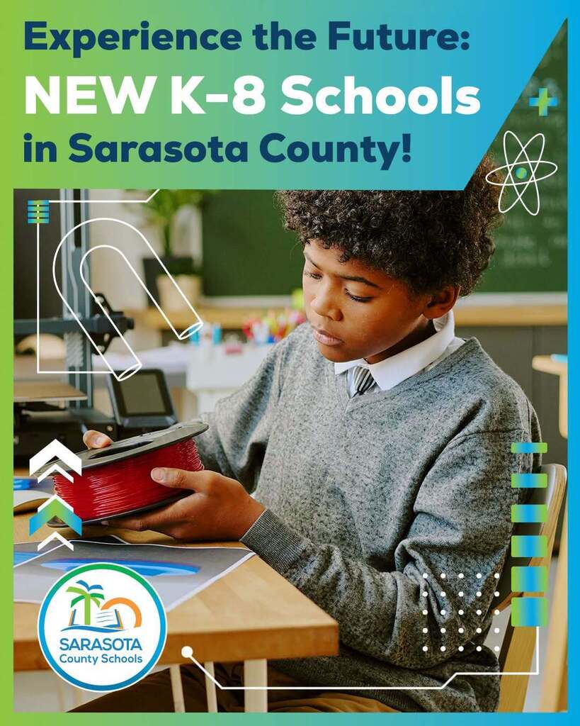 🏫 One Campus. One Community. Endless Opportunities. Sarasota County Schools is expanding K-8 opportunities for families, creating a seamless educational experience from elementary through middle school. Benefits of a K-8 school include: ✅ Fewer school transitions ✅ Stronger relationships with teachers and staff ✅ Increased leadership opportunities for older students ✅ A consistent school community for families ✅ Access to middle school academics and activities in a smaller school environment Learn more about our K-8 schools and discover whether this innovative model is right for your family. 🔗 https://bit.ly/SCSk8s